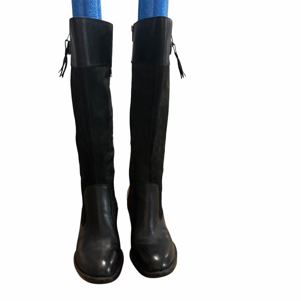 Born Women's Black Leather Knee High Boots Sz 8.5 Boho Festival Western Minimal - Picture 3 of 7